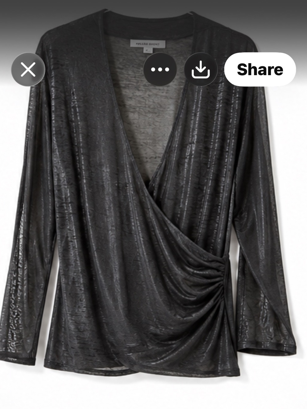 Vince Black Sheer Wrap-Front Tunic Top